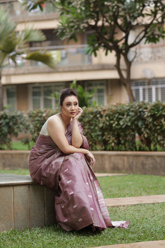 Whispers of Plum - Tussar x mulberry silk