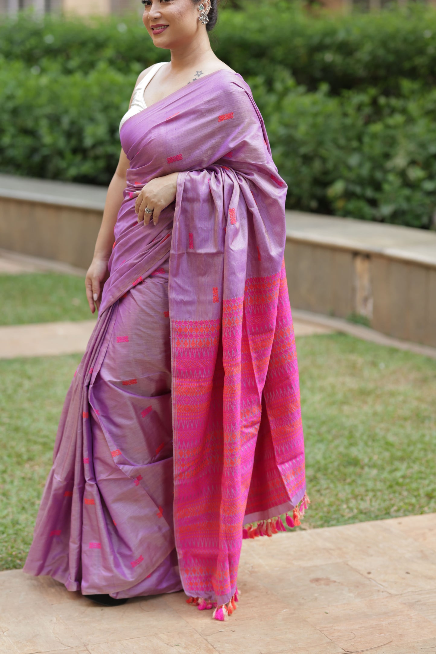 Charming lavender pink fusion - Tussar x mulberry silk