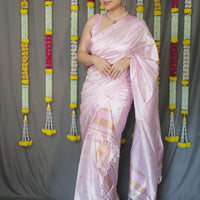 The "Gulabi" Handwoven Silk Mekhela Sador: A Blossom of Elegance