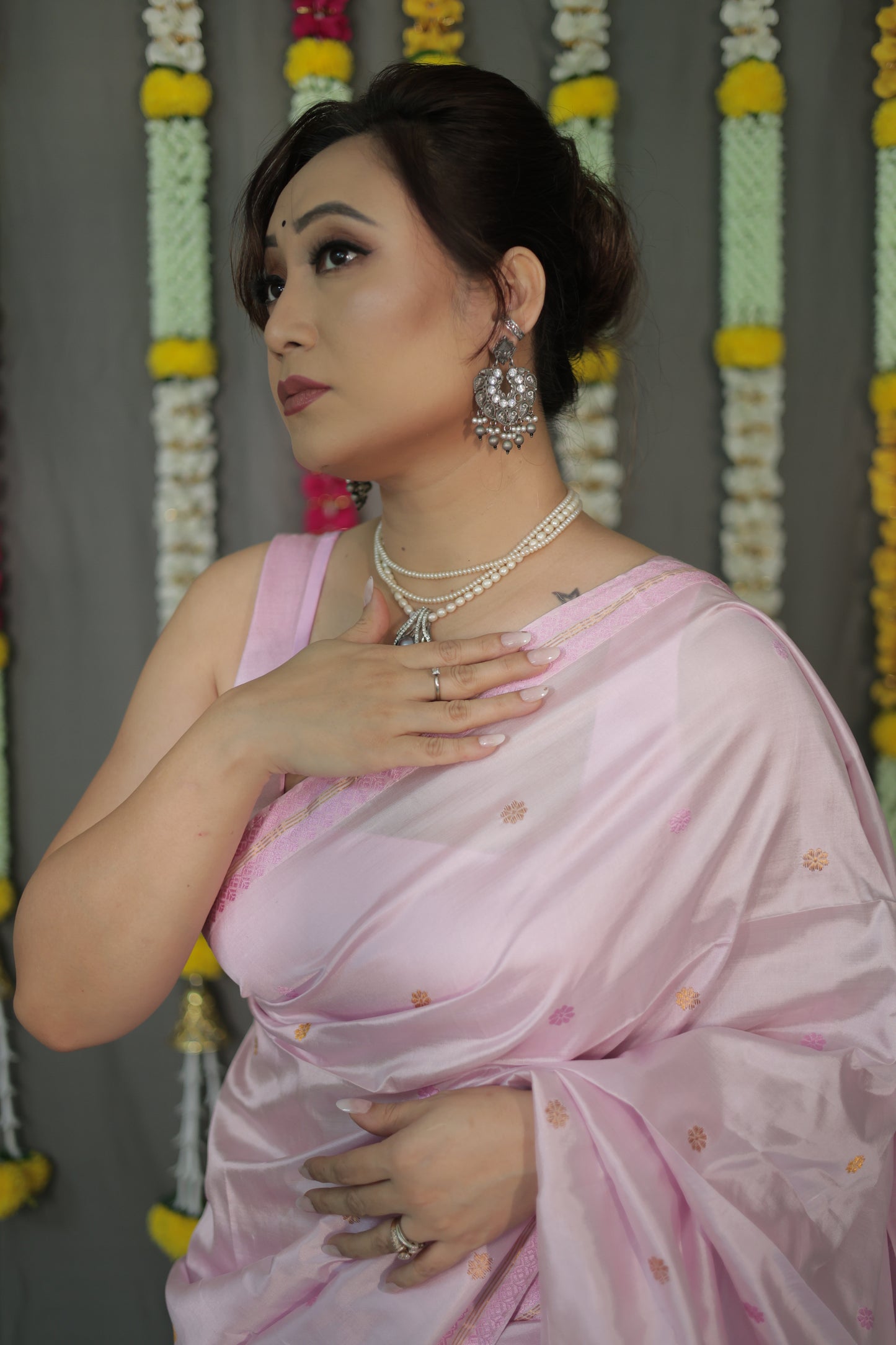 The "Gulabi" Handwoven Silk Mekhela Sador: A Blossom of Elegance