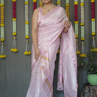 The "Gulabi" Handwoven Silk Mekhela Sador: A Blossom of Elegance
