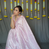 The "Gulabi" Handwoven Silk Mekhela Sador: A Blossom of Elegance