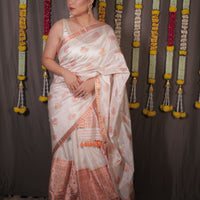 The "Rukmini" Handwoven Silk Mekhela Sador with Intricate Floral Motifs