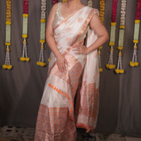 The "Rukmini" Handwoven Silk Mekhela Sador with Intricate Floral Motifs