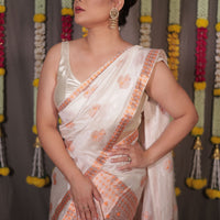 The "Rukmini" Handwoven Silk Mekhela Sador with Intricate Floral Motifs