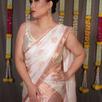 The "Rukmini" Handwoven Silk Mekhela Sador with Intricate Floral Motifs