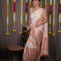 The "Rukmini" Handwoven Silk Mekhela Sador with Intricate Floral Motifs
