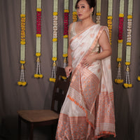 The "Rukmini" Handwoven Silk Mekhela Sador with Intricate Floral Motifs