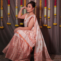 The "Rukmini" Handwoven Silk Mekhela Sador with Intricate Floral Motifs