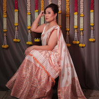 The "Rukmini" Handwoven Silk Mekhela Sador with Intricate Floral Motifs