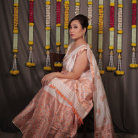 The "Rukmini" Handwoven Silk Mekhela Sador with Intricate Floral Motifs