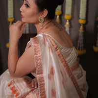 The "Rukmini" Handwoven Silk Mekhela Sador with Intricate Floral Motifs