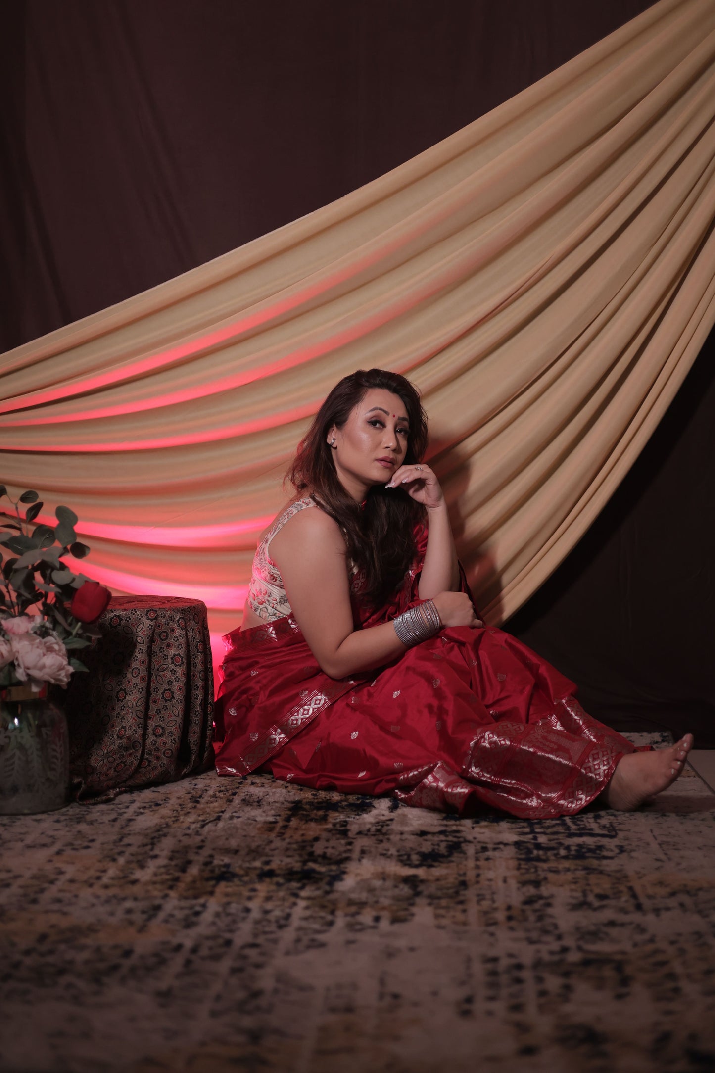 The "Rani Red" Handwoven Silk Mekhela Sador: A Regal Statement