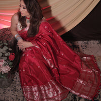 The "Rani Red" Handwoven Silk Mekhela Sador: A Regal Statement