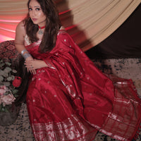 The "Rani Red" Handwoven Silk Mekhela Sador: A Regal Statement