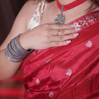 The "Rani Red" Handwoven Silk Mekhela Sador: A Regal Statement