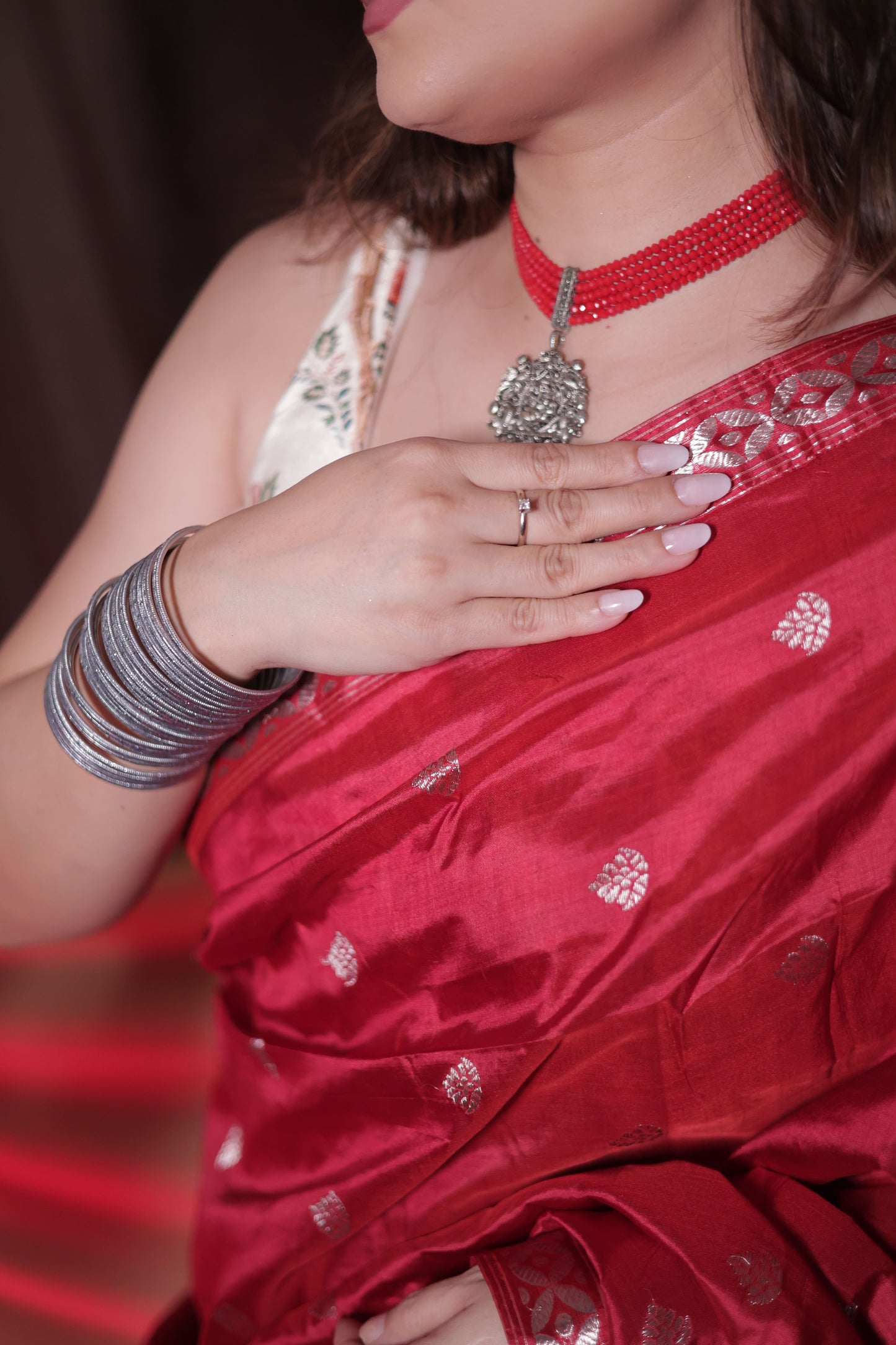 The "Rani Red" Handwoven Silk Mekhela Sador: A Regal Statement