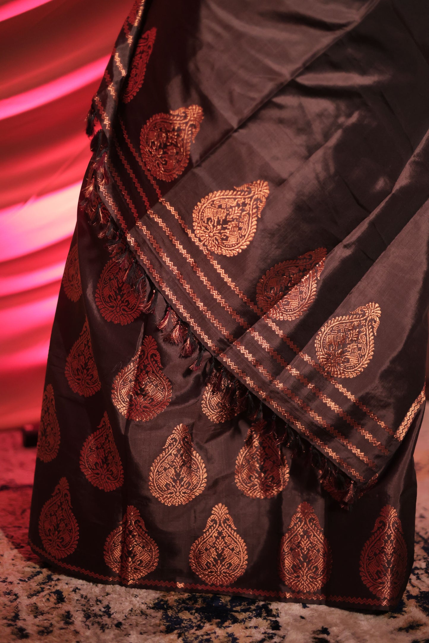 The "Earth's Embrace" Handwoven Silk Mekhela Sador with Copper Motifs