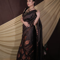 The "Earth's Embrace" Handwoven Silk Mekhela Sador with Copper Motifs