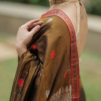 Earthy Chic: Contemporary Modal-Mulberry Silk Saree with Artistic Weave