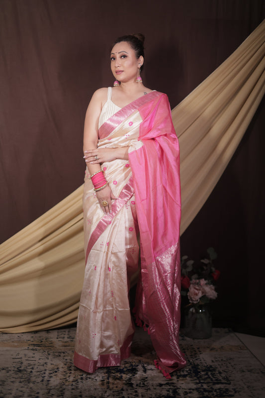 Chic Offwhite-Pink - Pure Mulberry Silk