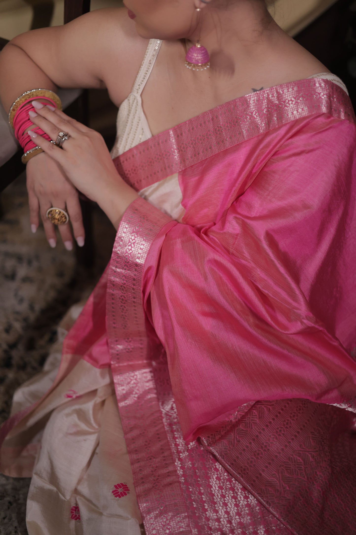 Chic Offwhite-Pink - Pure Mulberry Silk