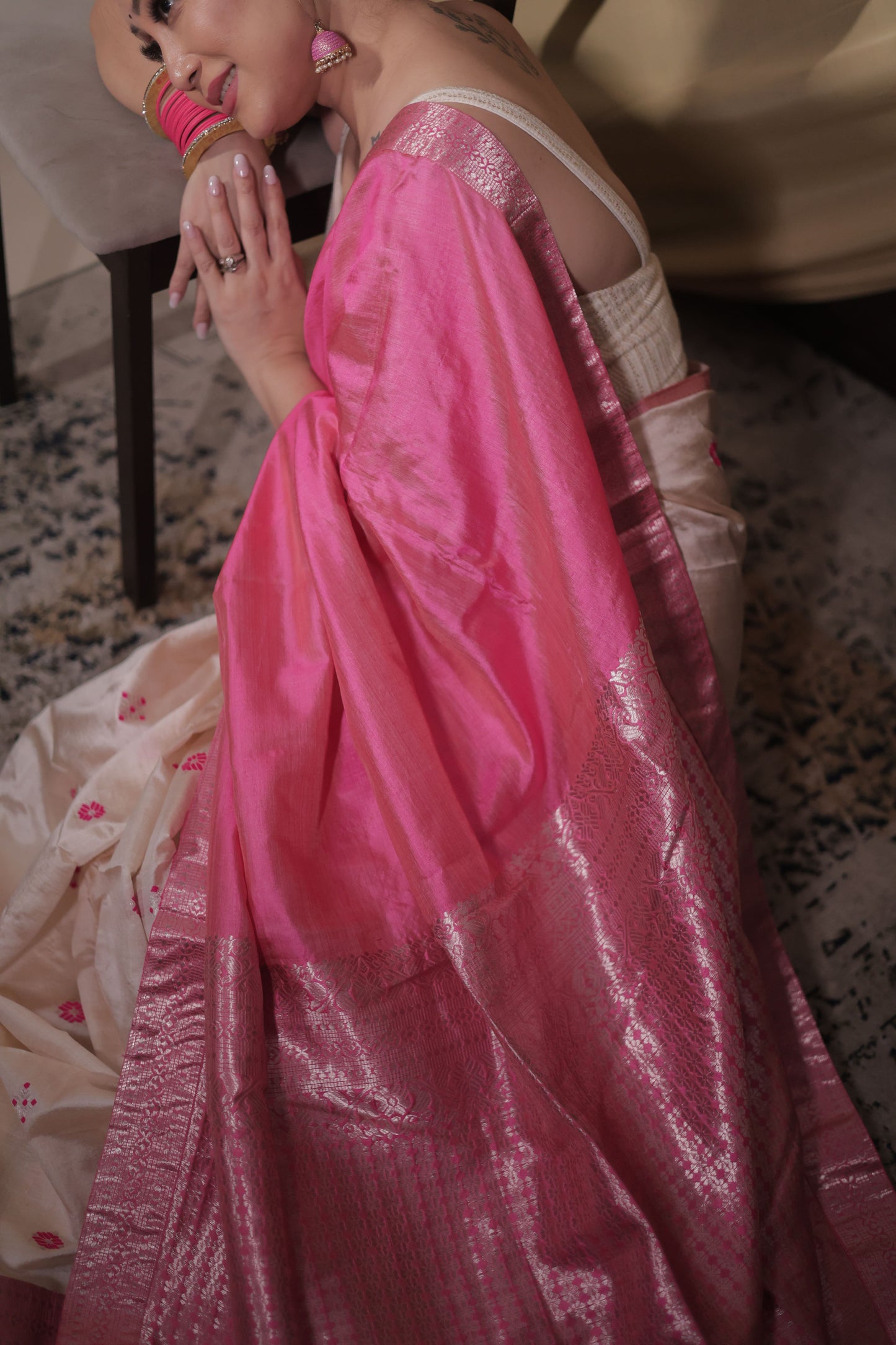 Chic Offwhite-Pink - Pure Mulberry Silk