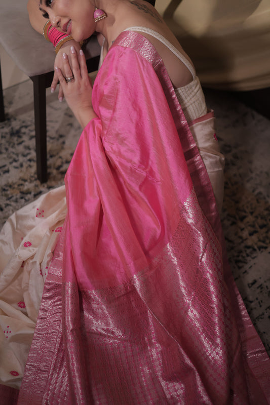 Chic Offwhite-Pink - Pure Mulberry Silk