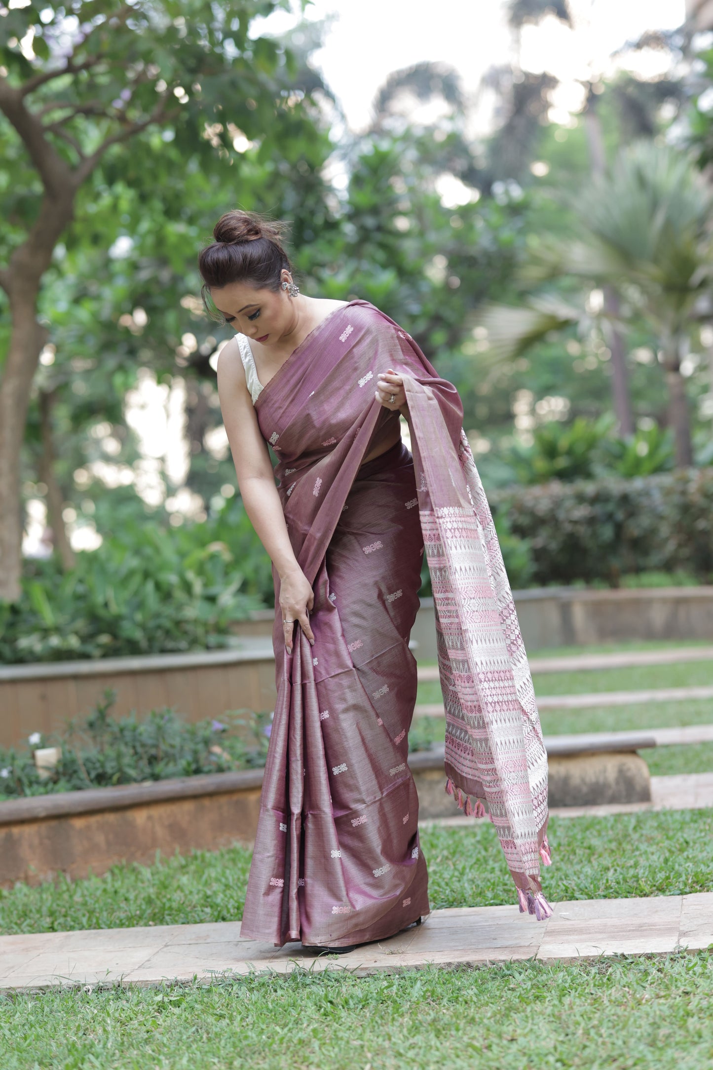 Whispers of Plum - Tussar x mulberry silk