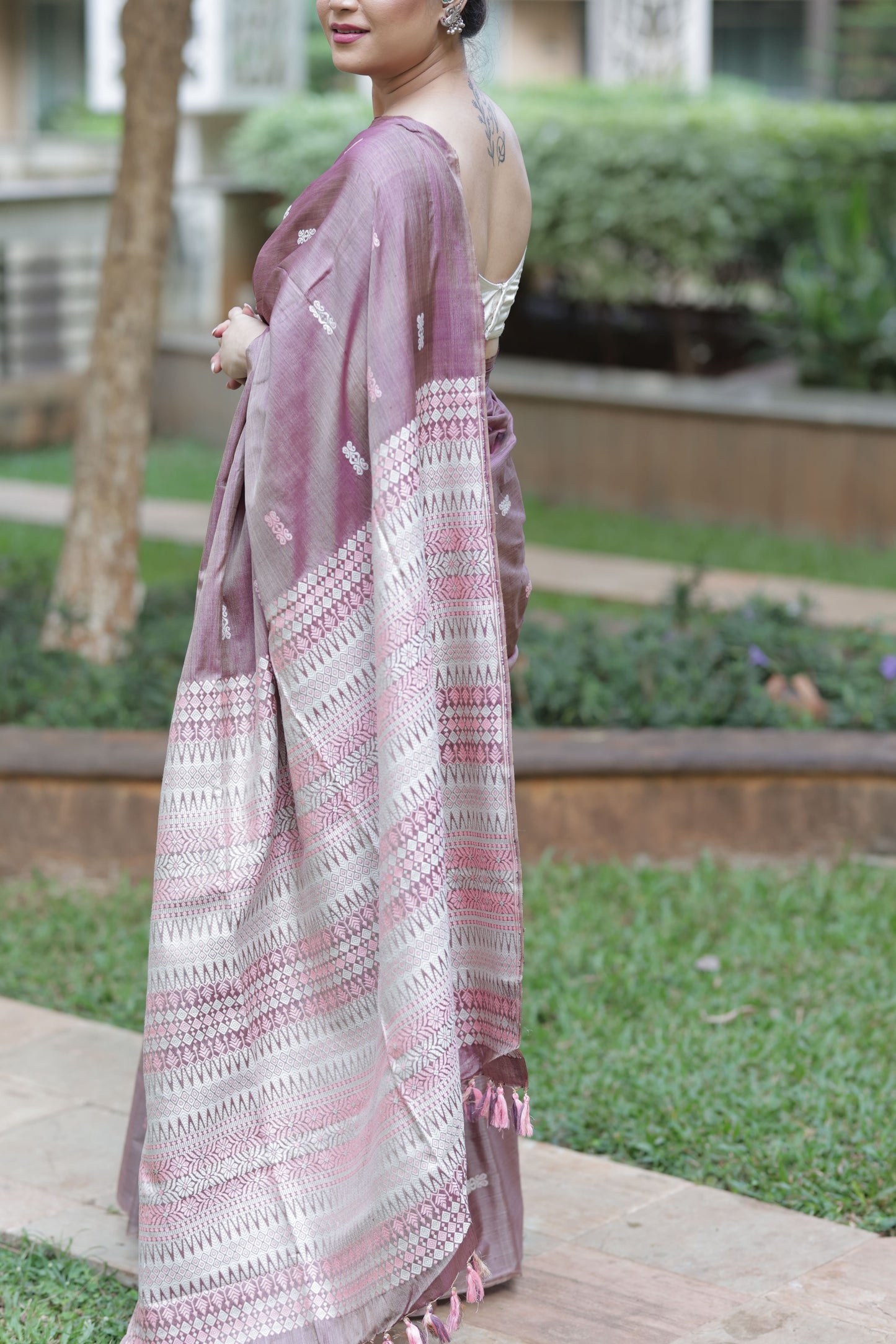 Whispers of Plum - Tussar x mulberry silk