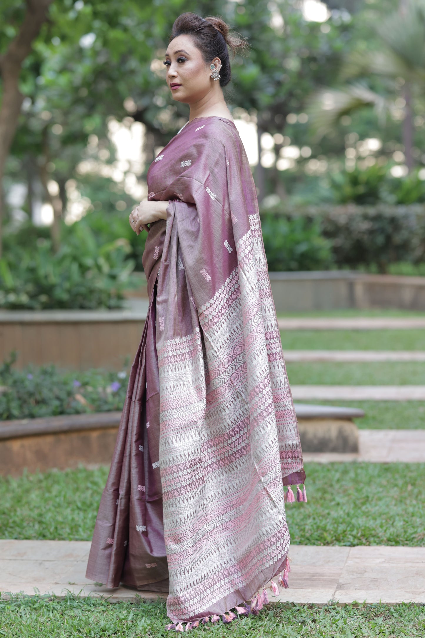 Whispers of Plum - Tussar x mulberry silk