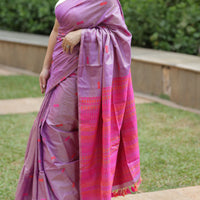 Charming lavender pink fusion - Tussar x mulberry silk