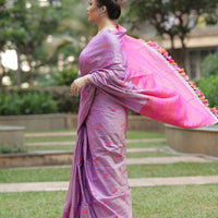 Charming lavender pink fusion - Tussar x mulberry silk