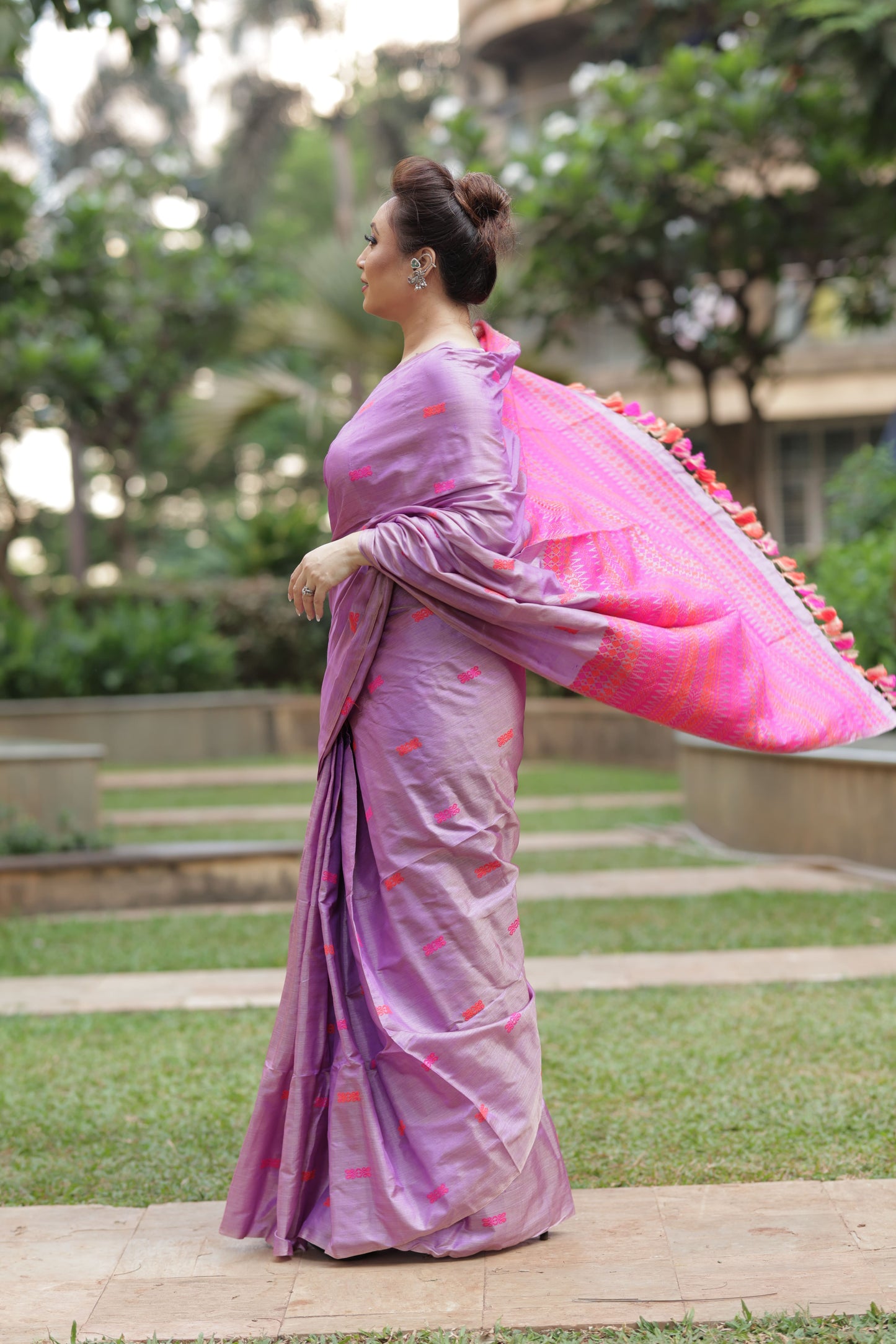 Charming lavender pink fusion - Tussar x mulberry silk
