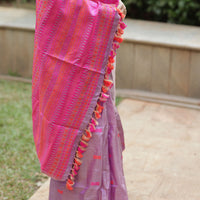 Charming lavender pink fusion - Tussar x mulberry silk