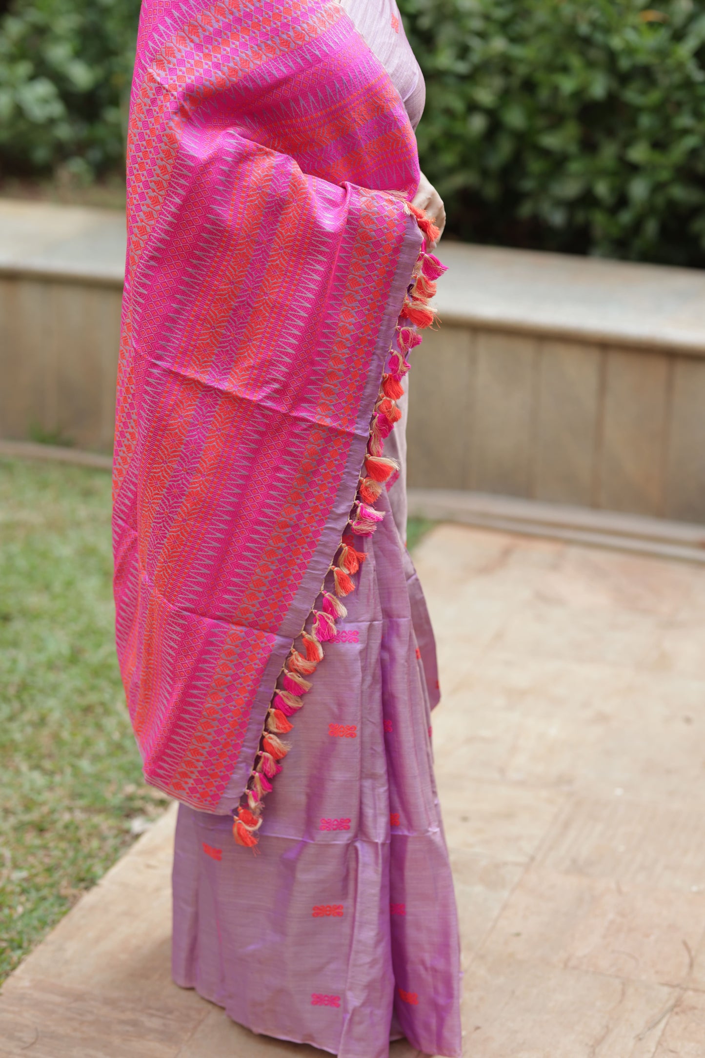 Charming lavender pink fusion - Tussar x mulberry silk