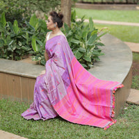 Charming lavender pink fusion - Tussar x mulberry silk