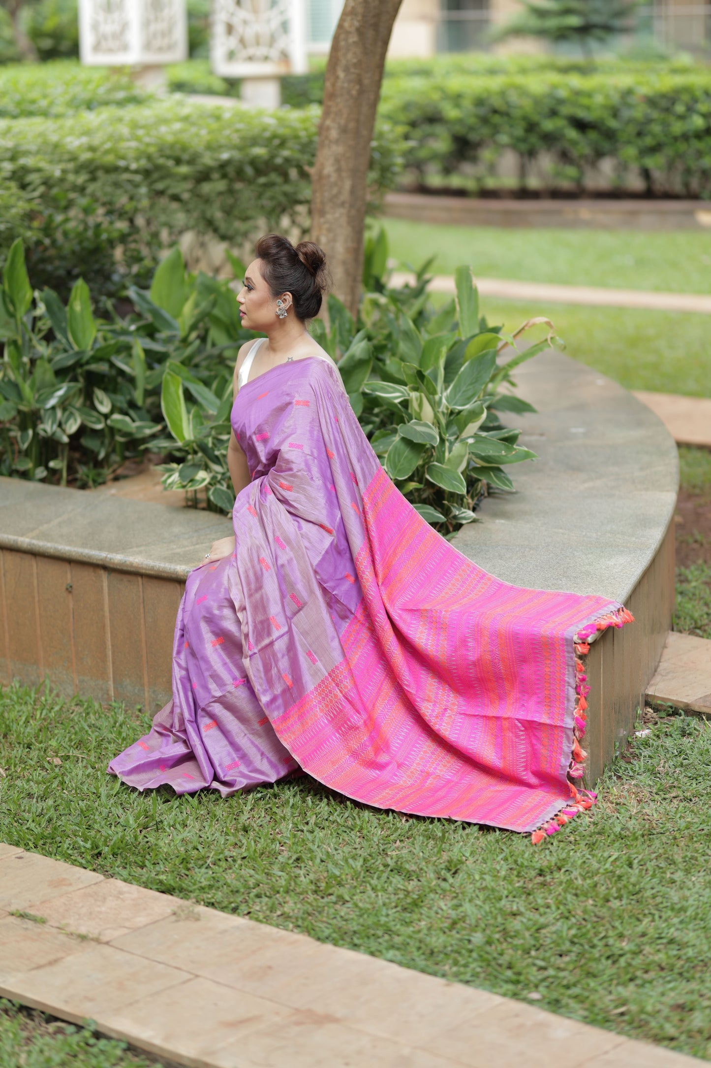 Charming lavender pink fusion - Tussar x mulberry silk