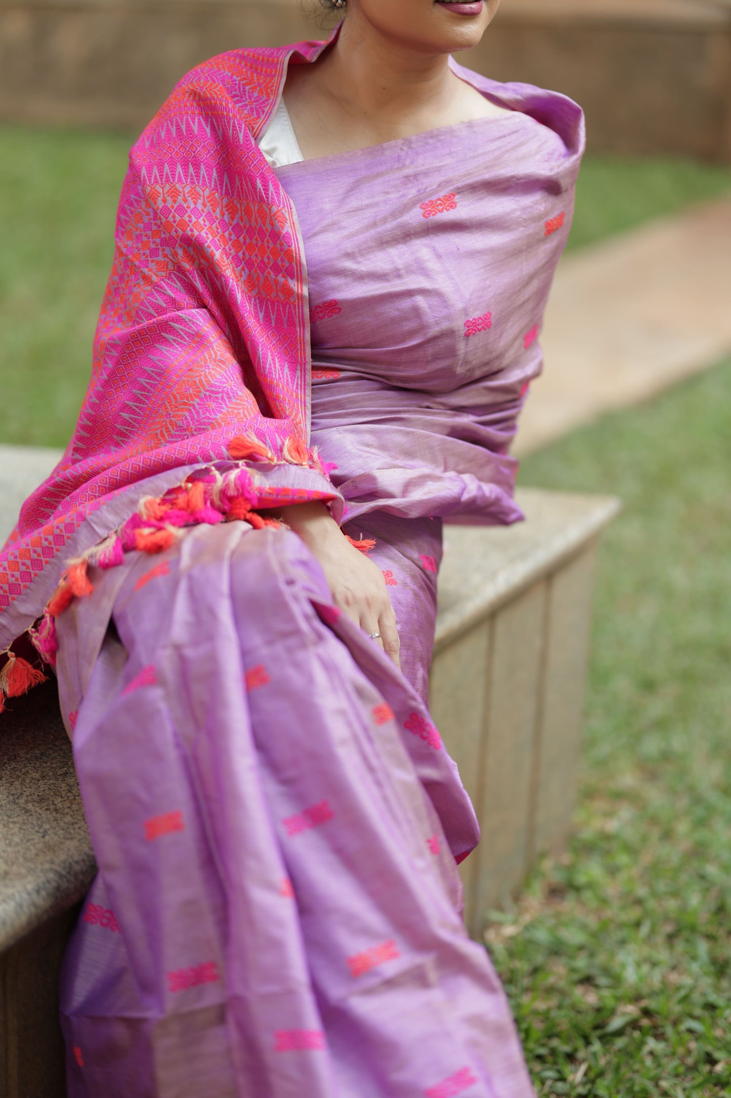 Charming lavender pink fusion - Tussar x mulberry silk