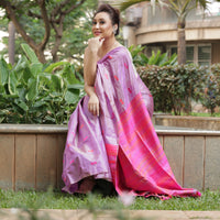Charming lavender pink fusion - Tussar x mulberry silk