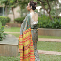 Olive Gold Radiance - Tussar X Mulberry Silk