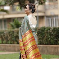 Olive Gold Radiance - Tussar X Mulberry Silk