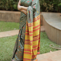 Olive Gold Radiance - Tussar X Mulberry Silk