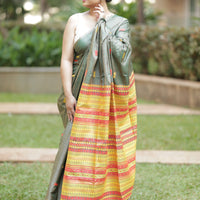 Olive Gold Radiance - Tussar X Mulberry Silk