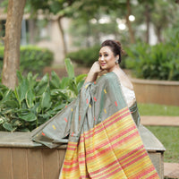 Olive Gold Radiance - Tussar X Mulberry Silk