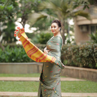 Olive Gold Radiance - Tussar X Mulberry Silk