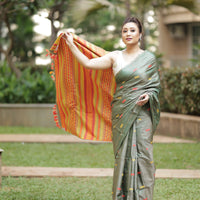 Olive Gold Radiance - Tussar X Mulberry Silk