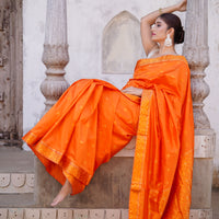Radiant Orange - Pure Mulberry Silk Saree