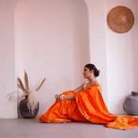 Radiant Orange - Pure Mulberry Silk Saree