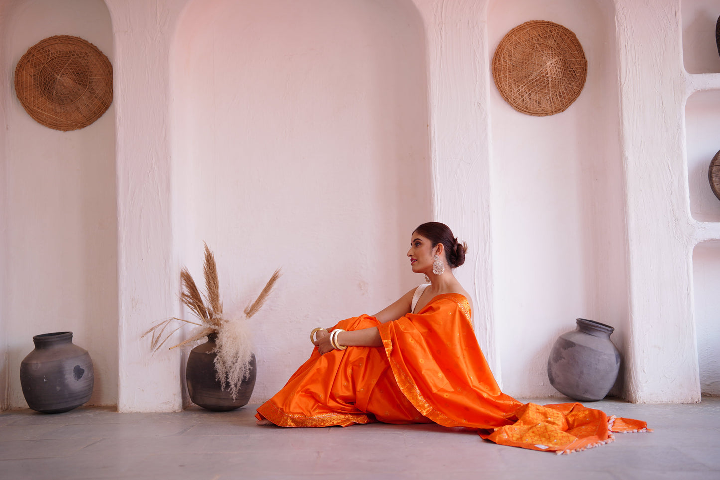 Radiant Orange - Pure Mulberry Silk Saree